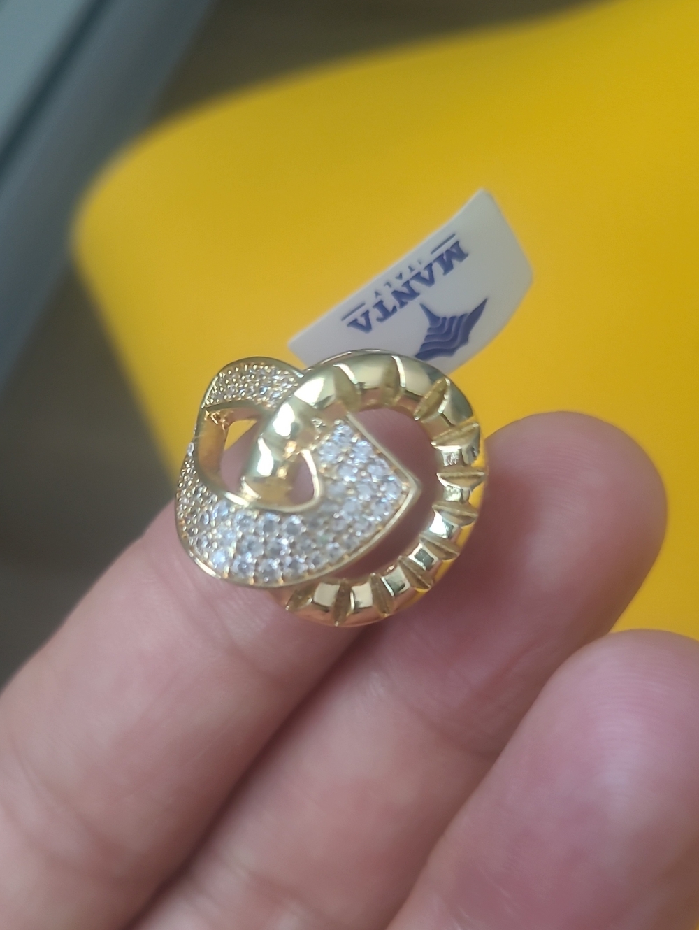 Gold-Tone Pave Interlocking Knot Ring - Gold